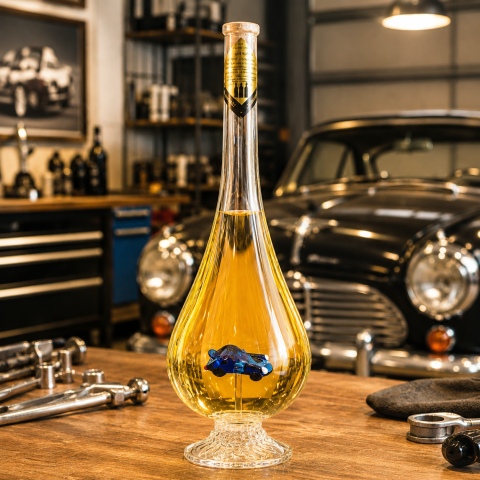 Dekorativní láhev ve tvaru kapky s vozem Porsche uvnitř (0,5 l)